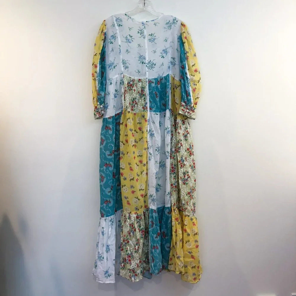 LoveShackFancy Bex Patchwork Floral Bohemian Cottage Core Cotton Maxi Dress M - Picture 9 of 9